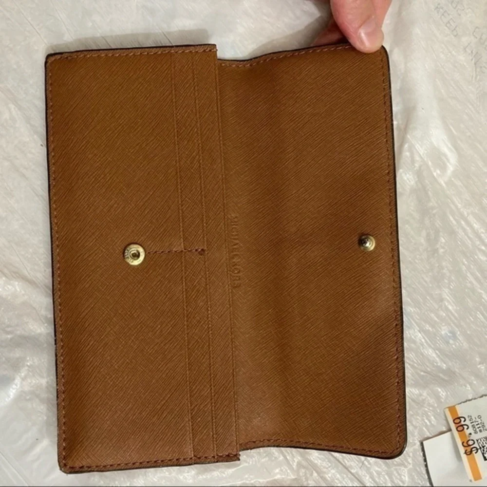 Michael Kors brown saffiano leather slim wallet
